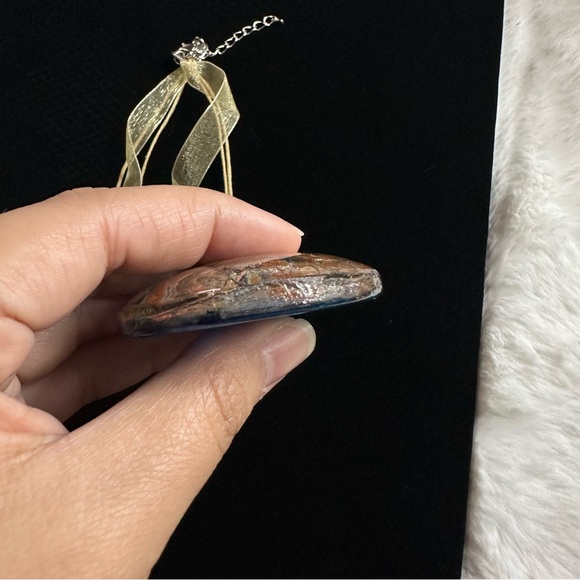 Multi Color Glass Brown Pendant Necklace - Picture 4 of 8